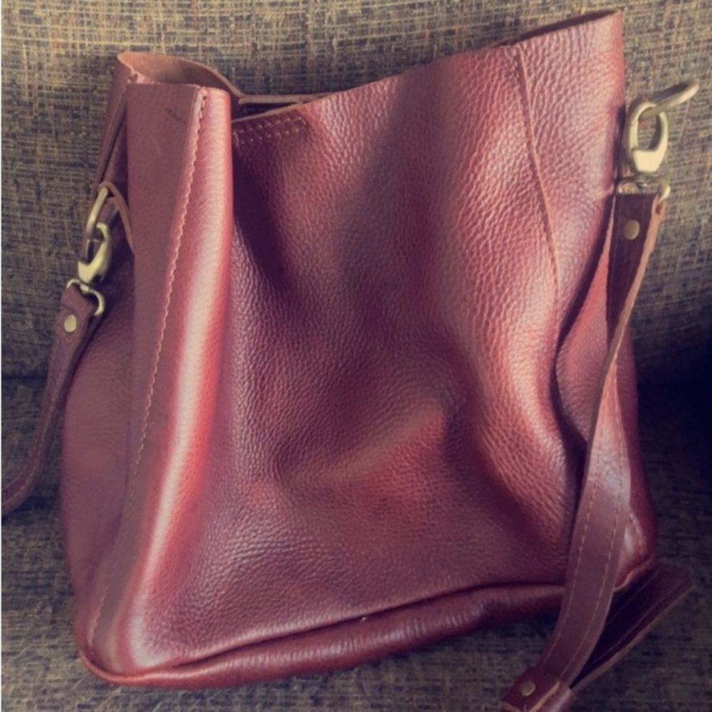 Portland leather butterfly bucket bag